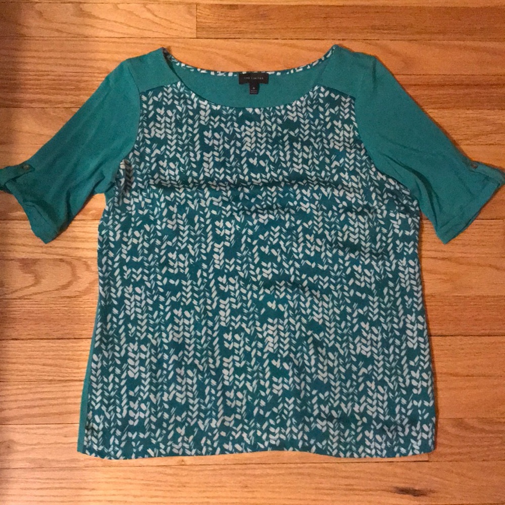 The Limited teal seafoam green elbow length shirt